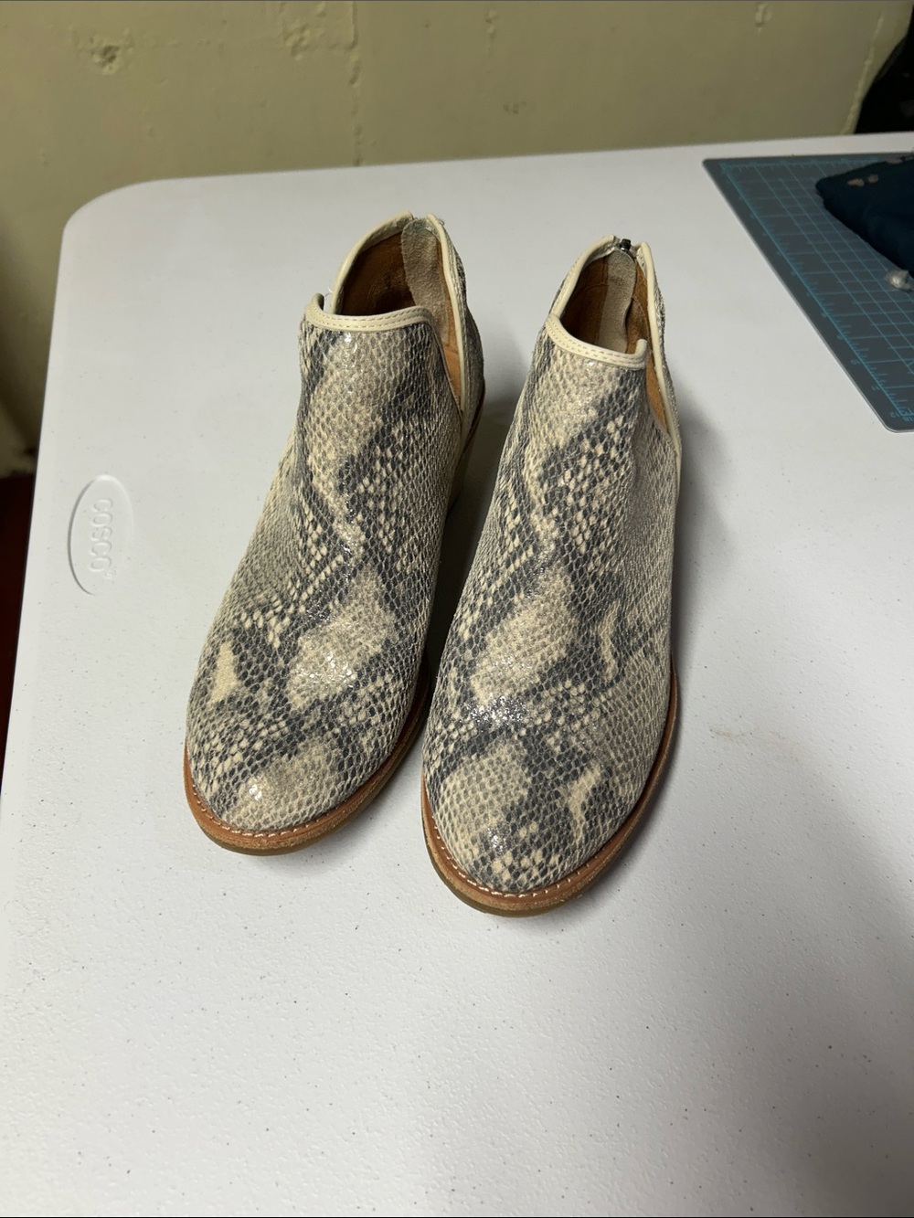 Neutral Snake-Print Ankle Booties - Women